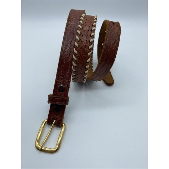 Unbranded Brown Genuine Leather Belt Women's Size 30 Medium Narrow Width - Picture 2 of 12